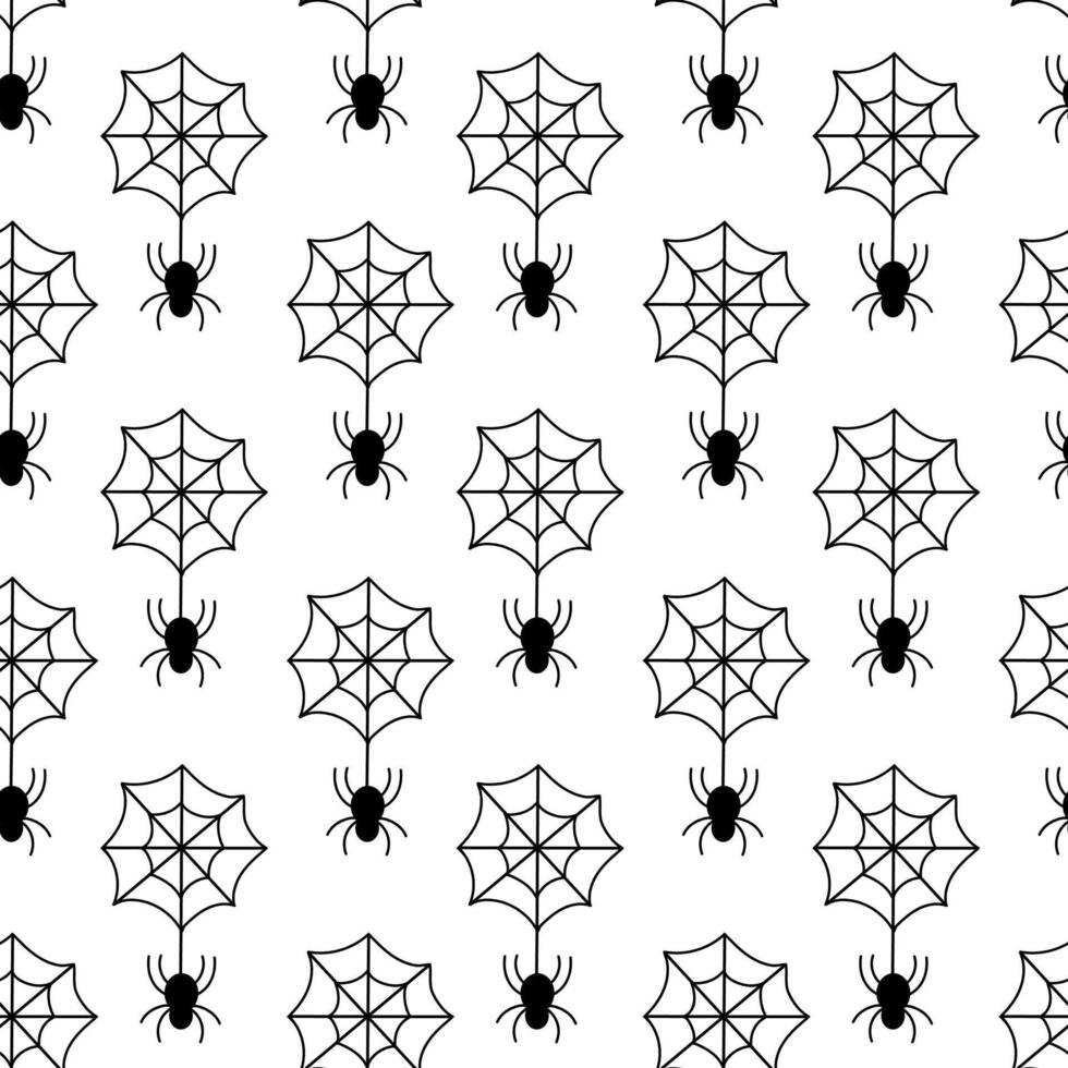 Spider and web seamless pattern. Halloween simple background. flat illustration. vector