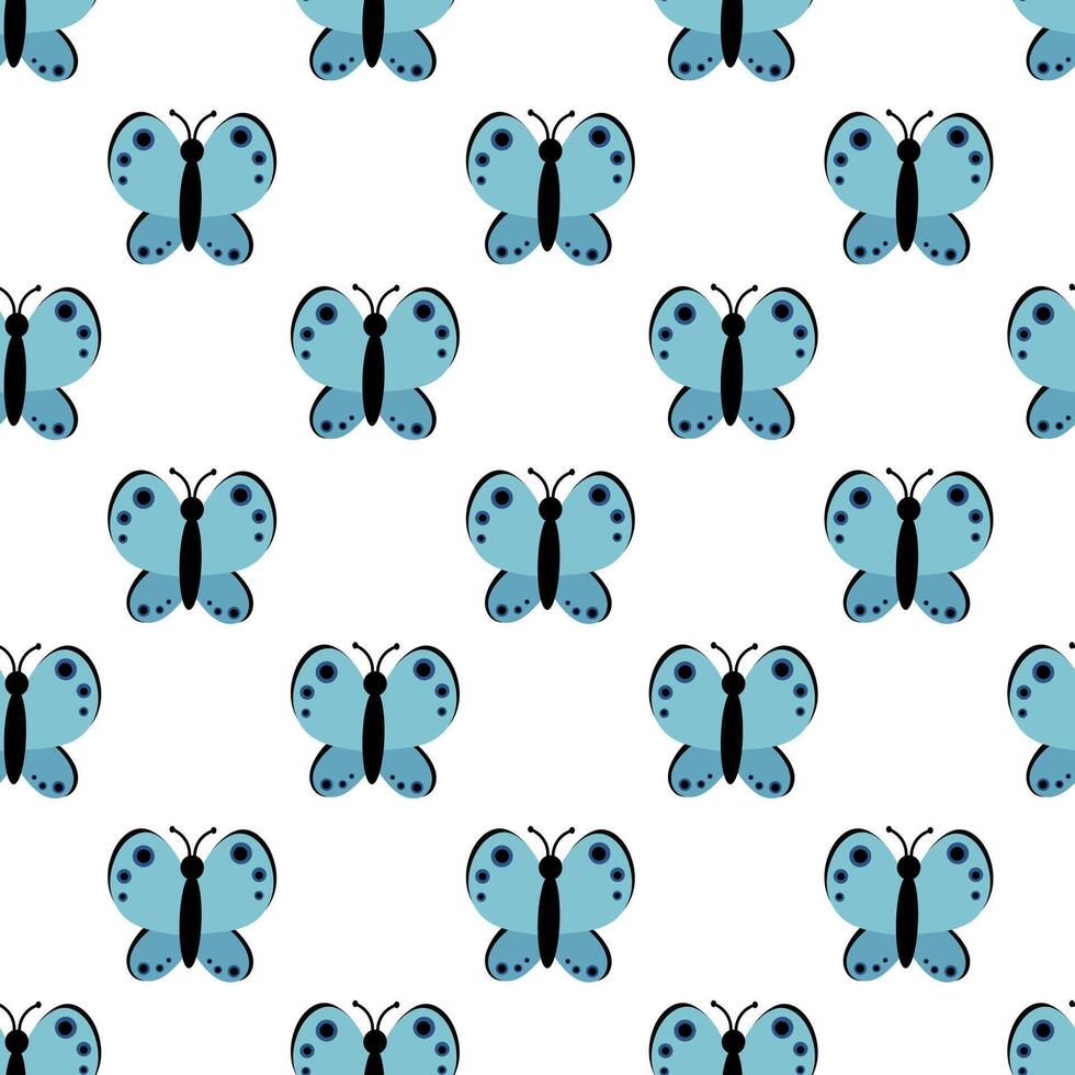 Seamless Pattern with blue butterfly. Abstract ornament design wings. Insect wallpaper. illustration background. vector