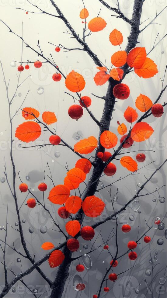 Tree With Orange Leaves in the Rn photo