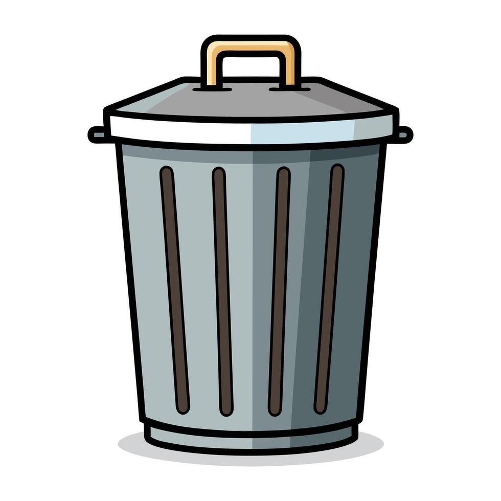 metal trash can illustration vector