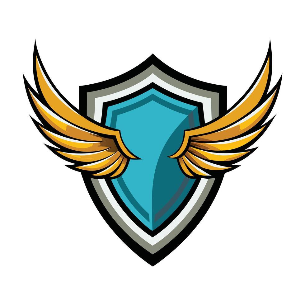 winged shield illustration vector