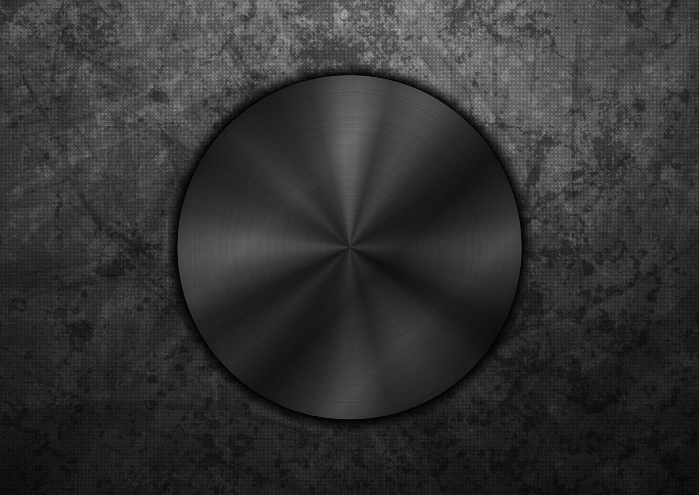 Black chrome circle on dark grunge textural background vector
