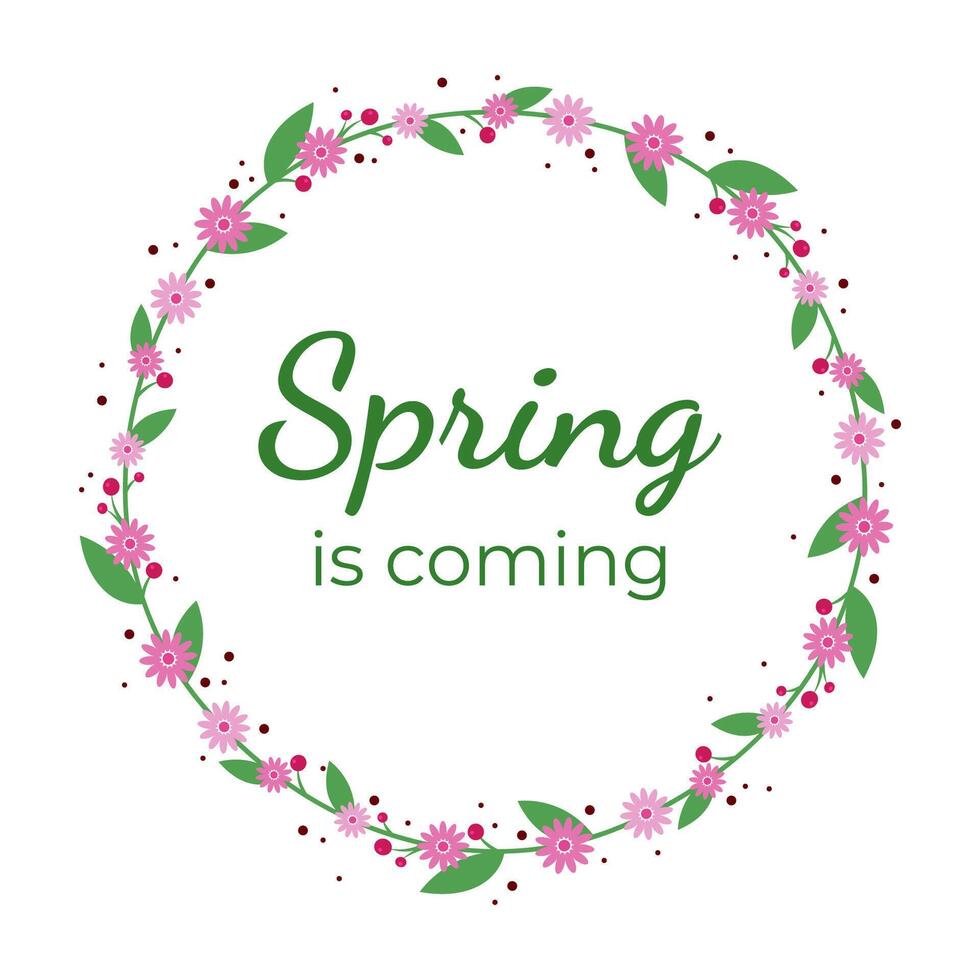 Spring floral frame . Spring is coming. Spring symbol, logo, icon vector