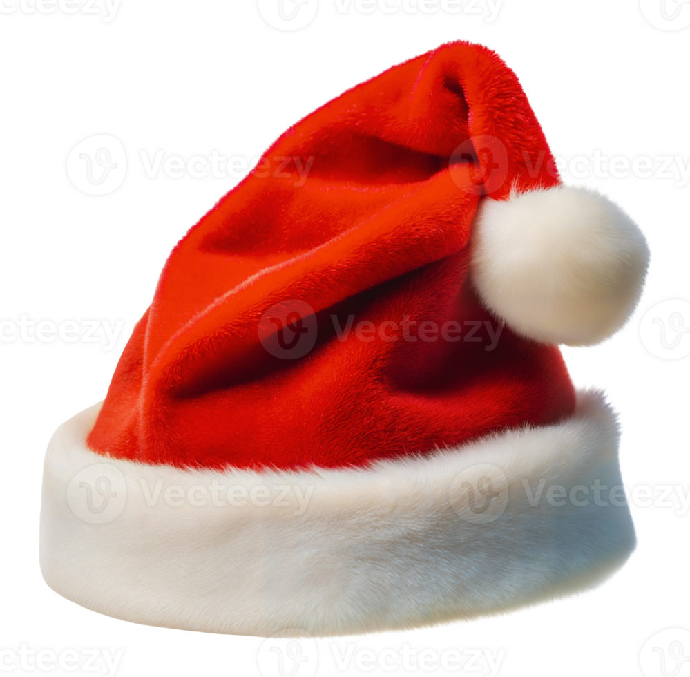 Festive red Santa hat with white trim, cut out - stock . png
