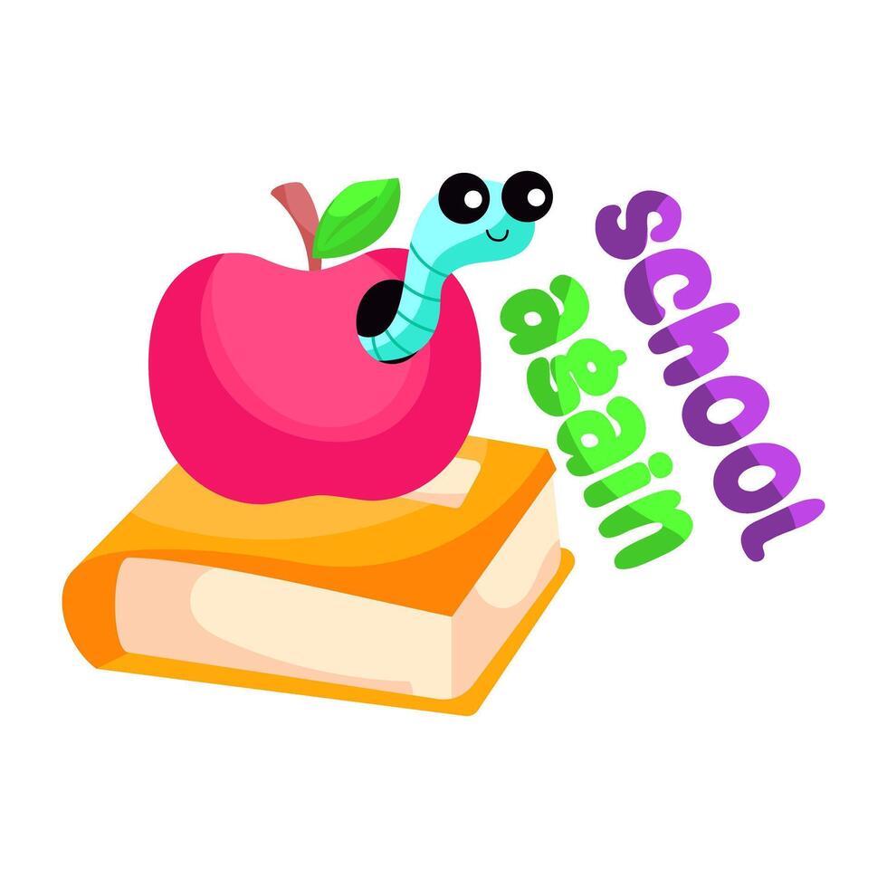 Apple fruit with close book, icon of healthy education vector