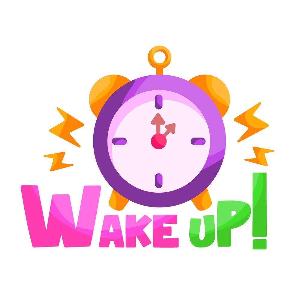 Modern design sticker of alarm clock vector