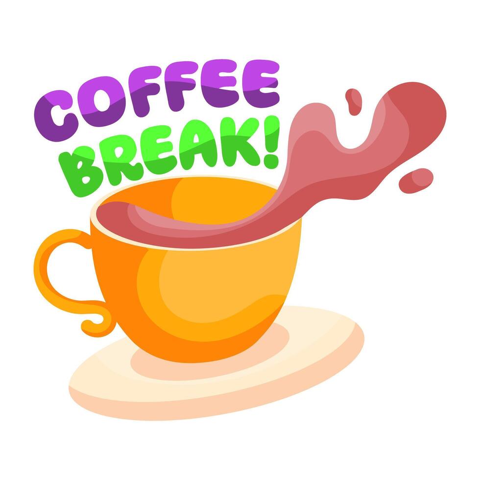 A cup of hot coffee break in flat design vector