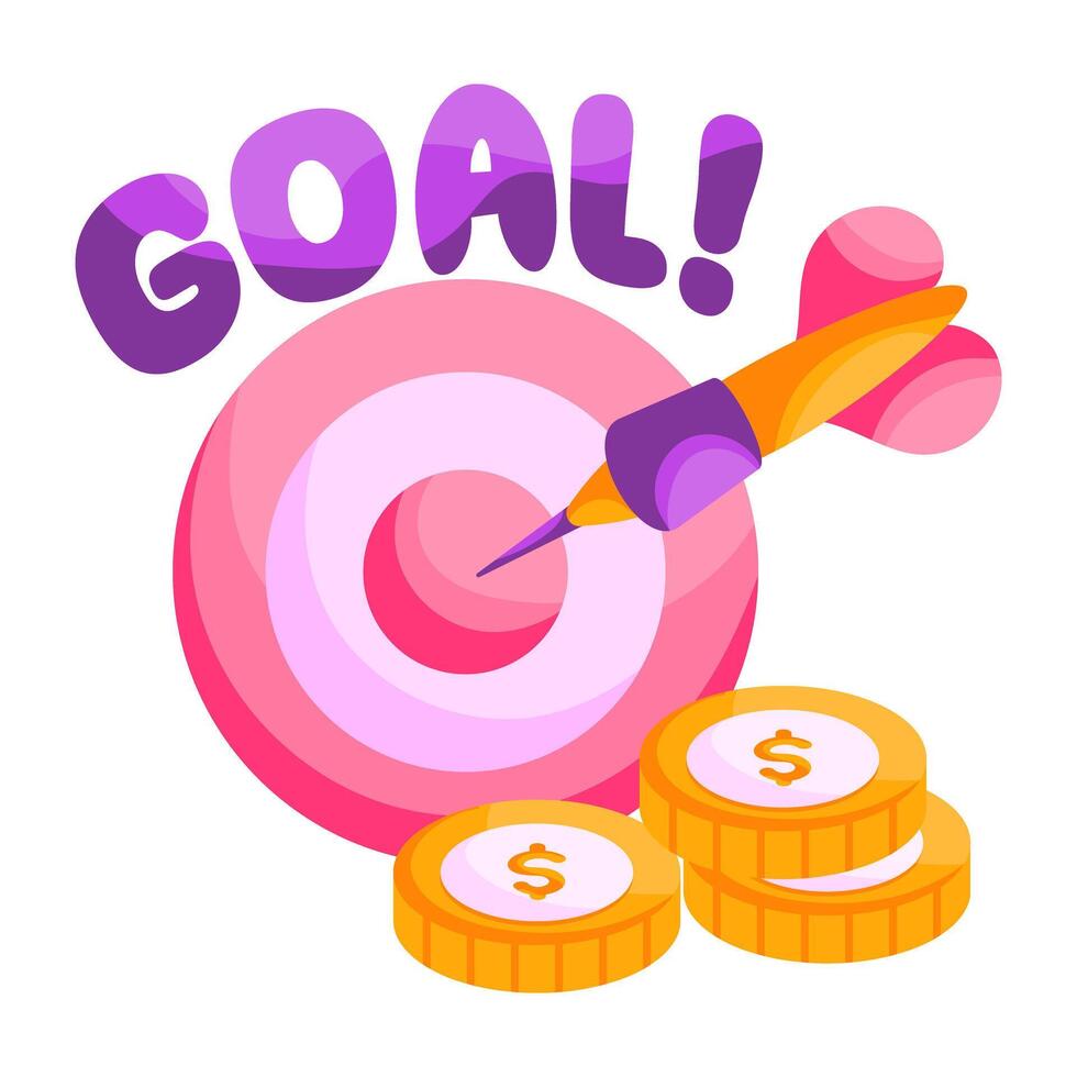 Trendy design sticker of money target vector