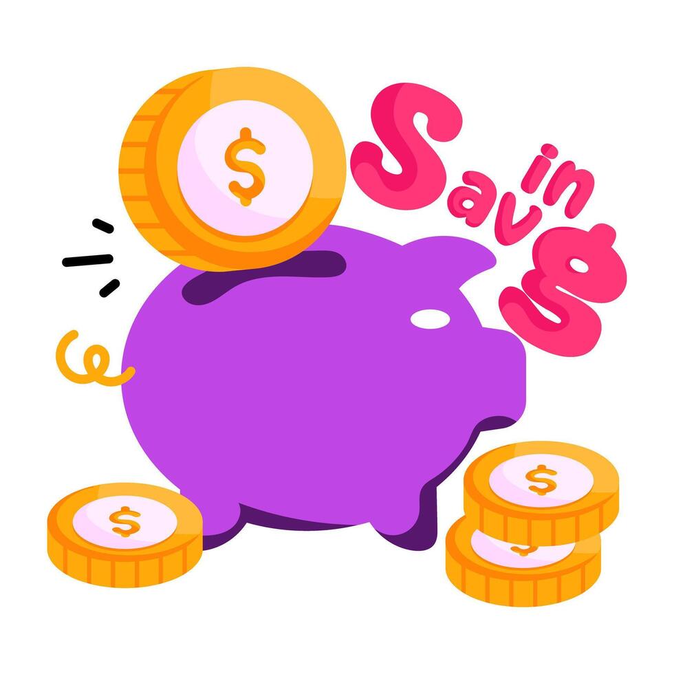 Modern design sticker of piggy bank vector