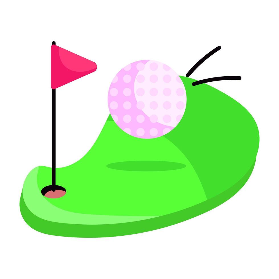 Flag with ball denoting concept of golf course vector