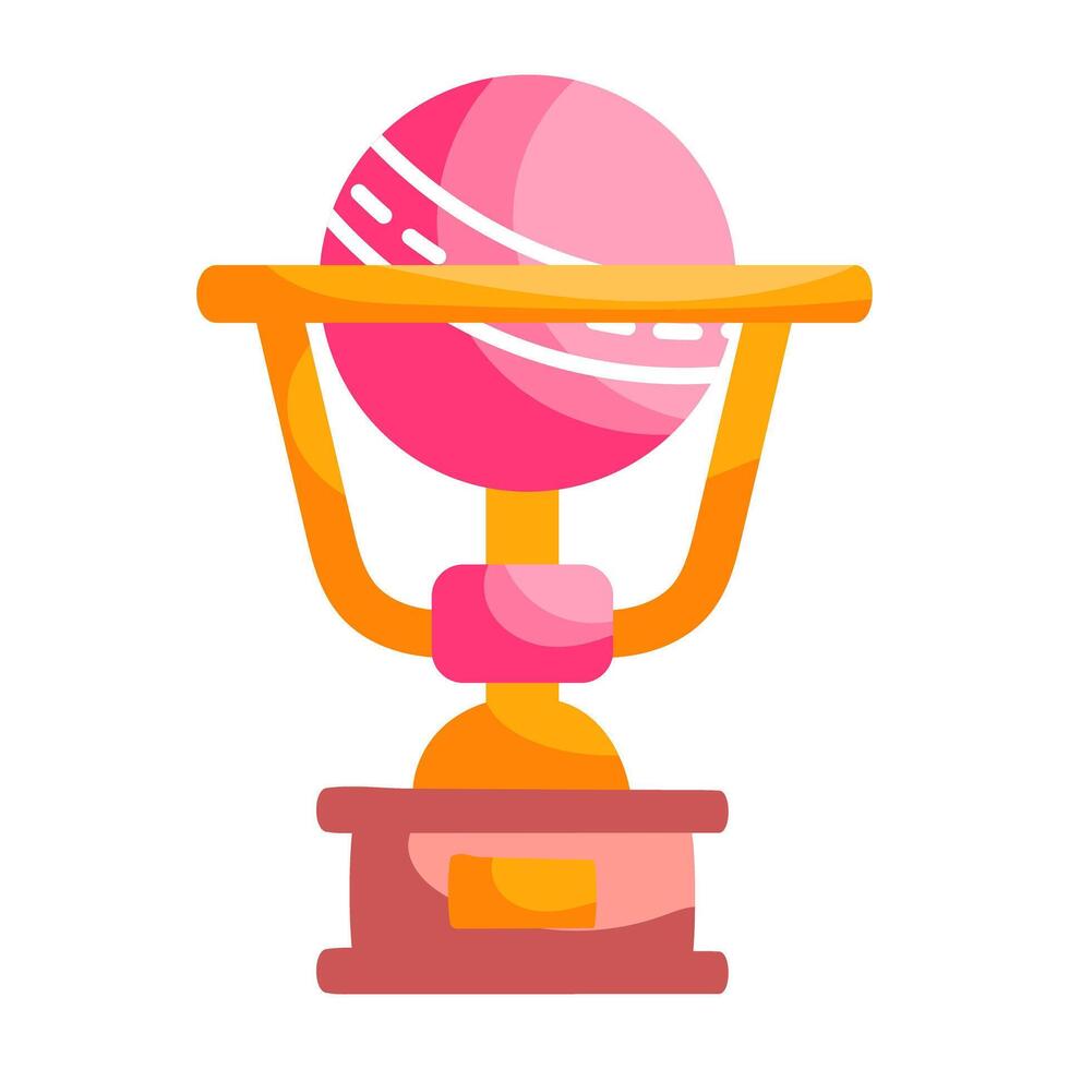 A flat design sticker of cricket trophy cup vector