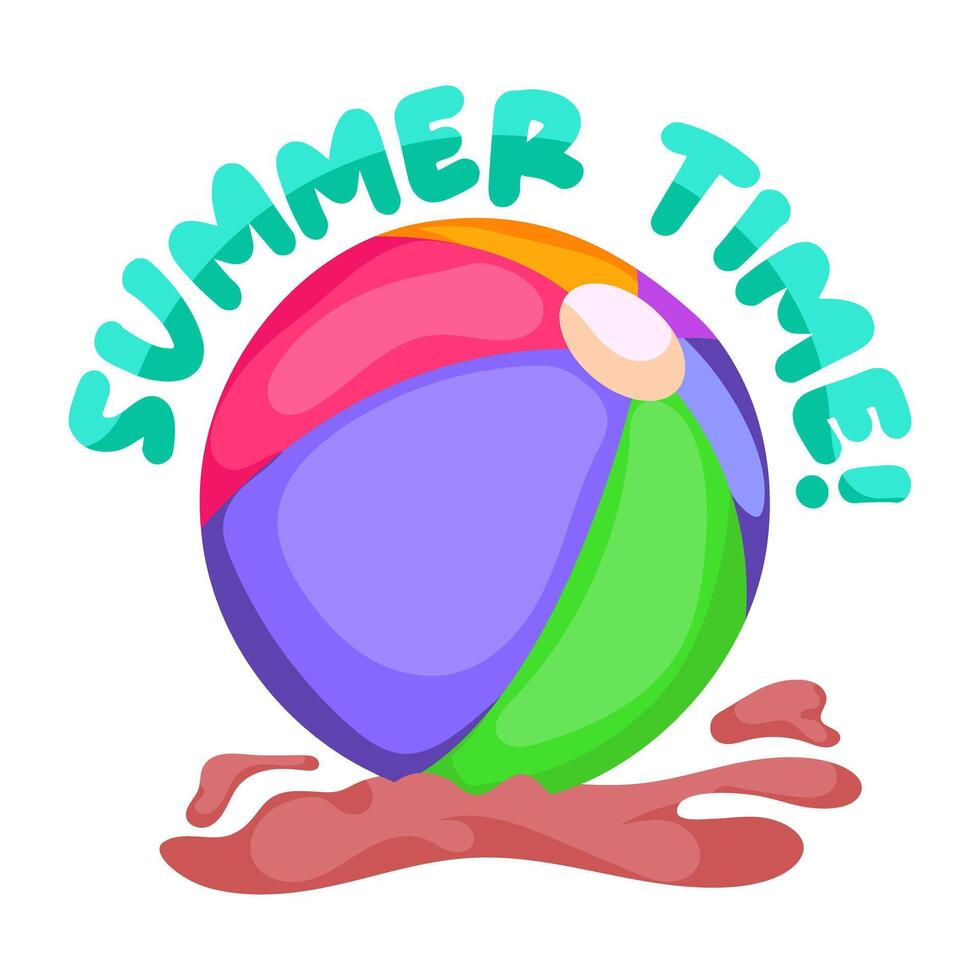 Editable design sticker of beach ball vector