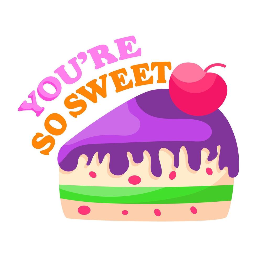 Modern design sticker of cake slice vector