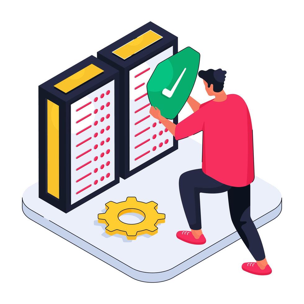 A trendy design illustration of data center security vector