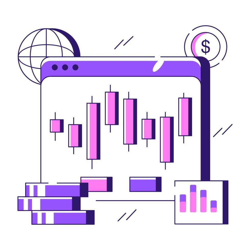 An flat design illustration of web Boxplot vector