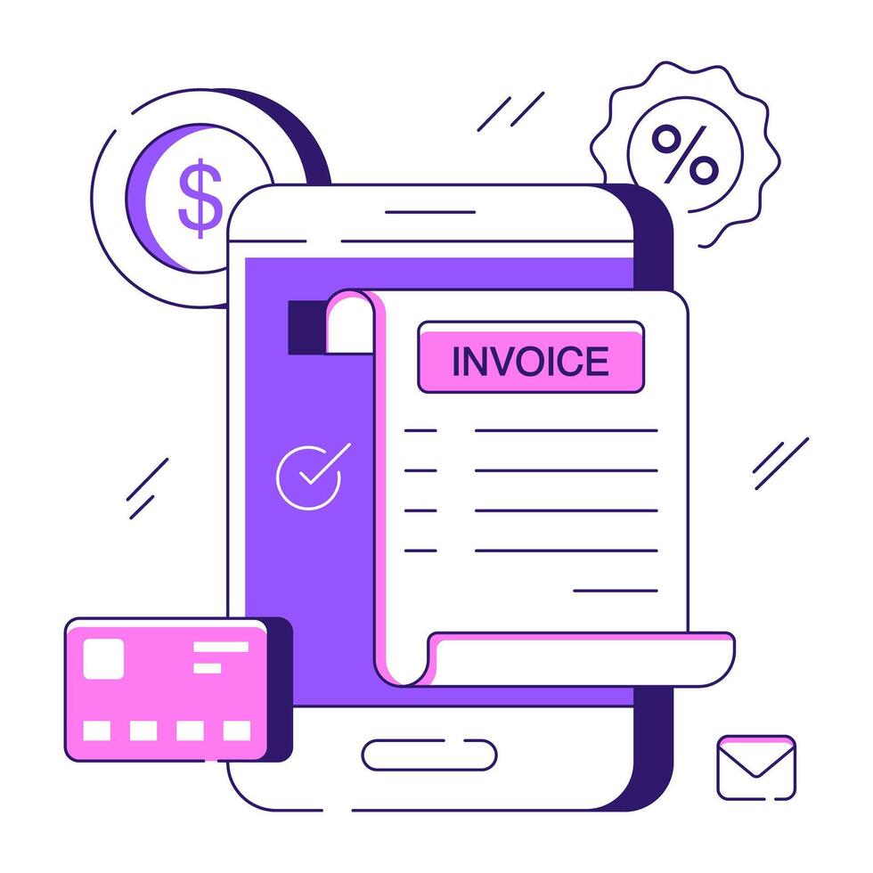 Modern design illustration of mobile invoice vector
