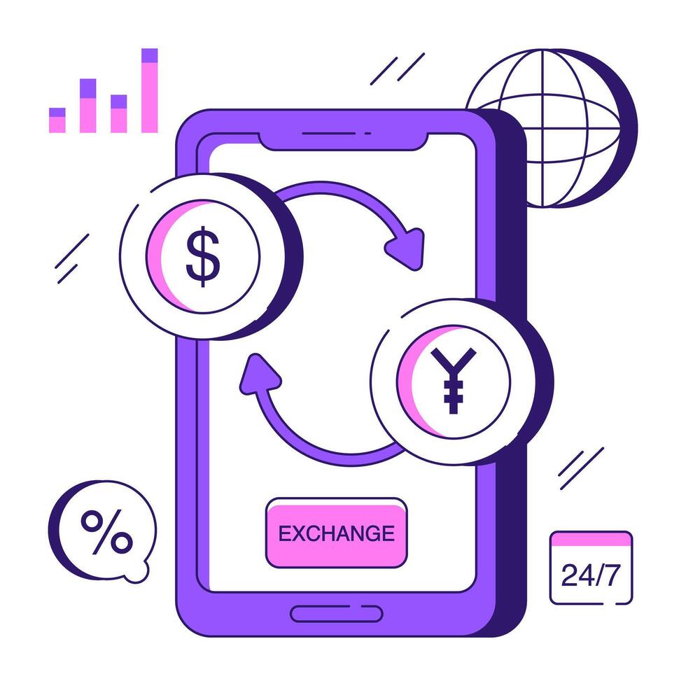 An flat design illustration of currency exchange vector