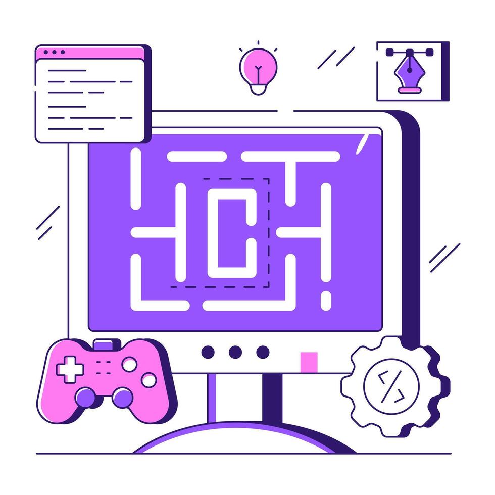 Trendy design illustration of online maze vector
