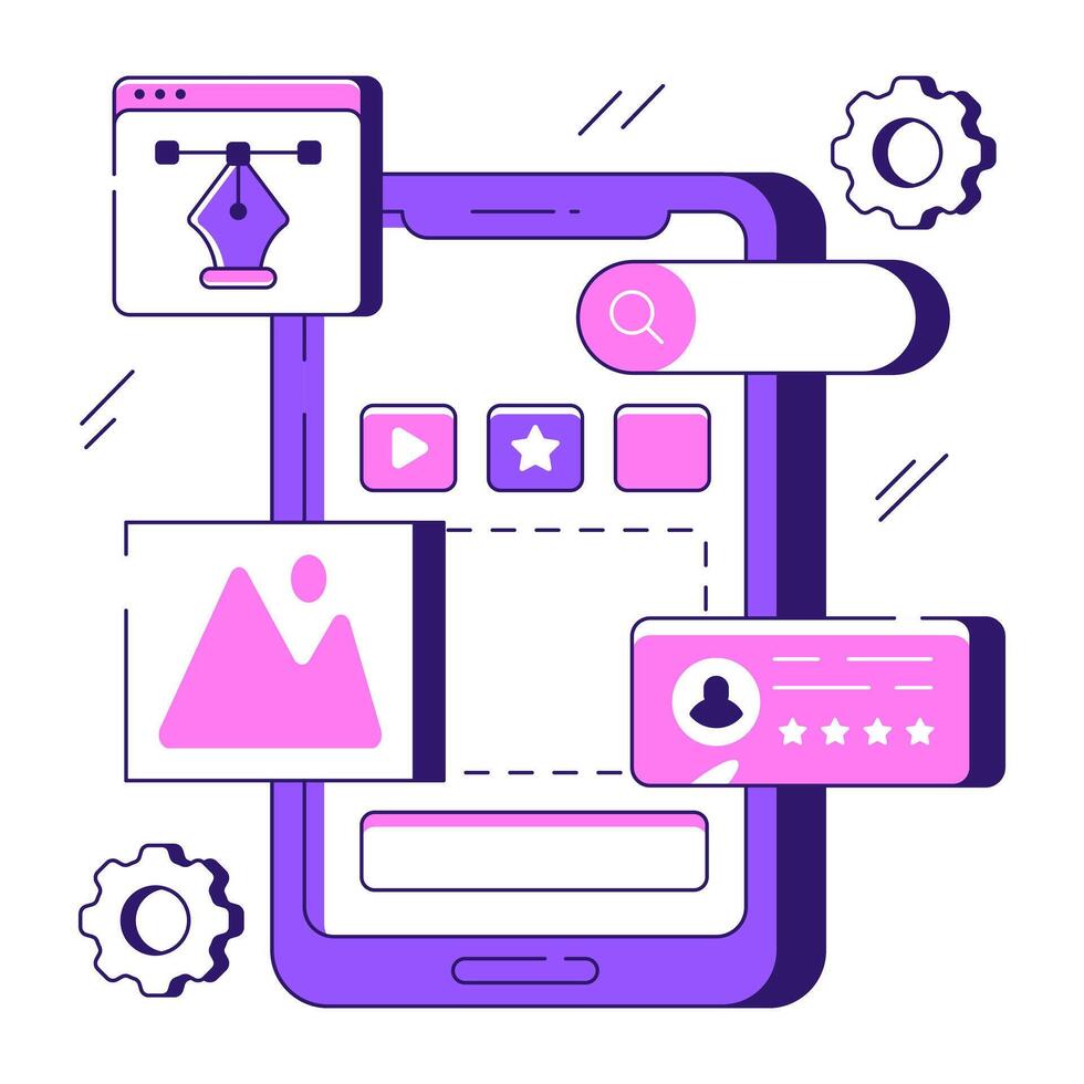 Conceptual flat design illustration of mobile gallery vector