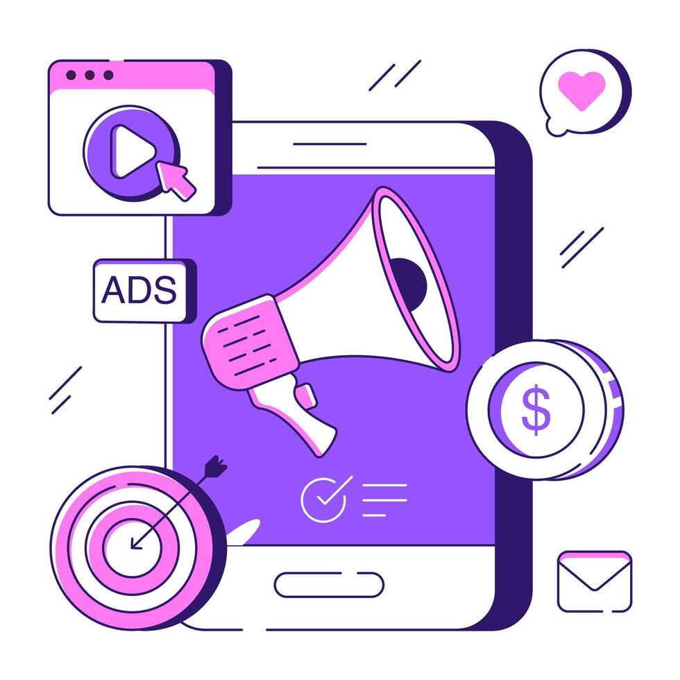 A colored design illustration of mobile promotion vector