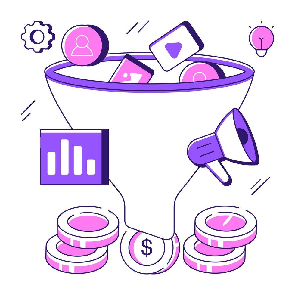 Modern design illustration of sales funnel vector
