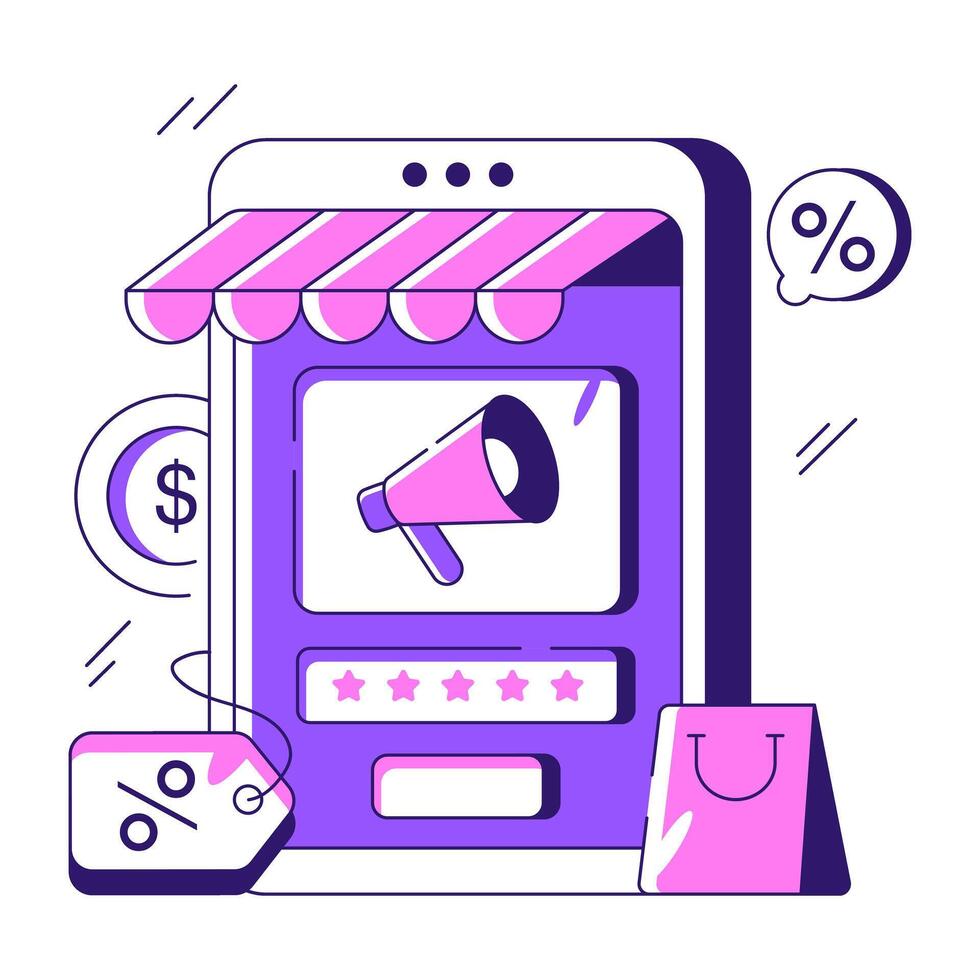 A beautiful design illustration of mobile marketing vector