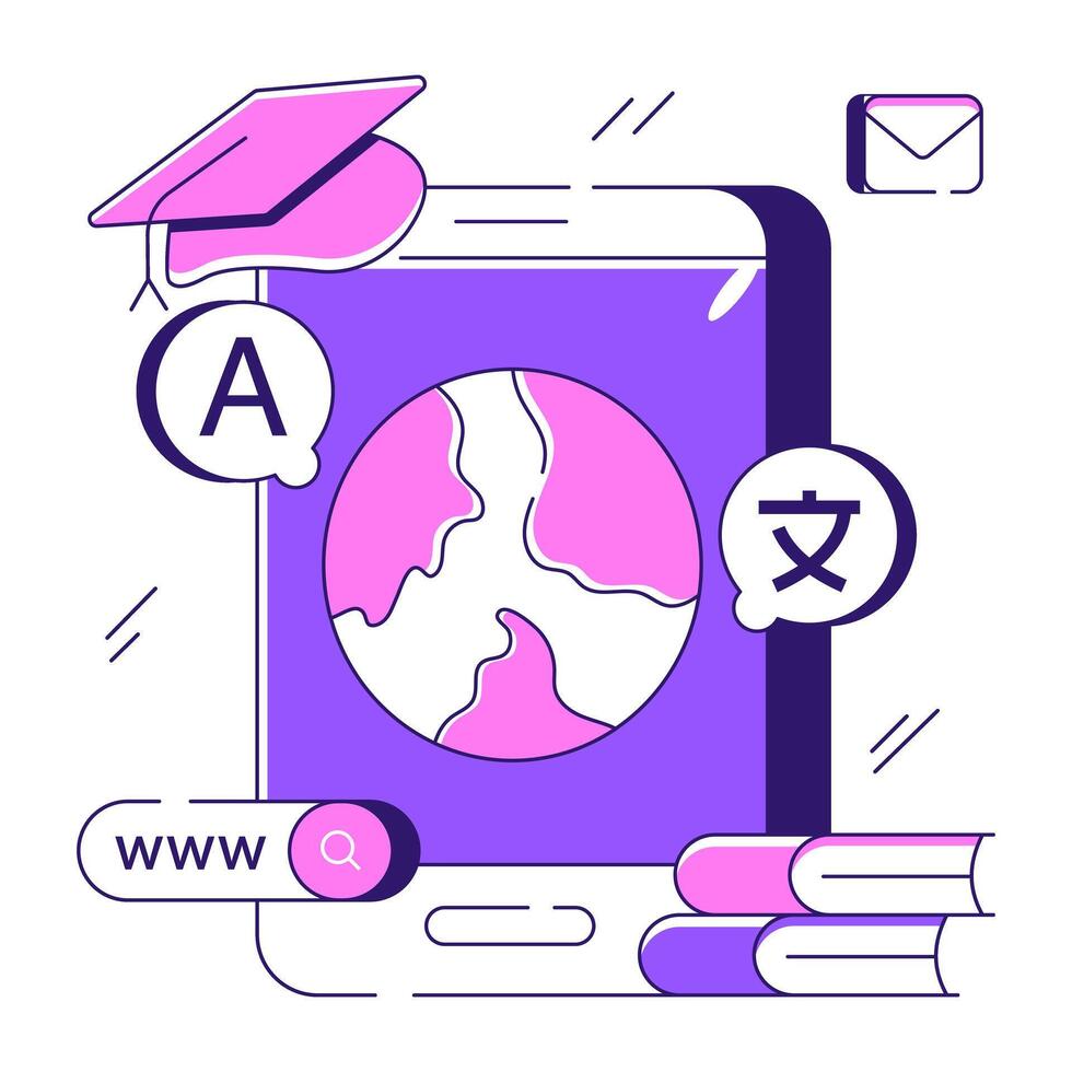 A trendy design illustration of mobile language translator vector