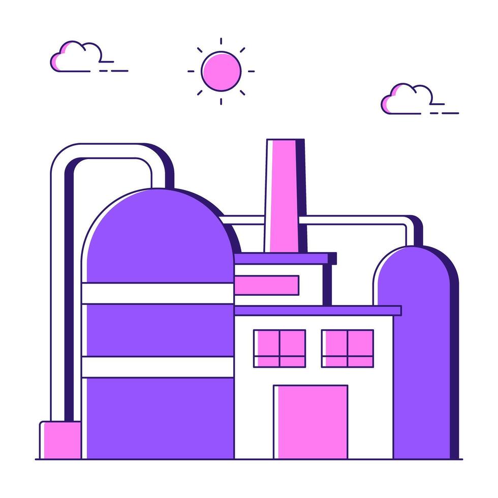 Conceptual flat design icon of power plant vector