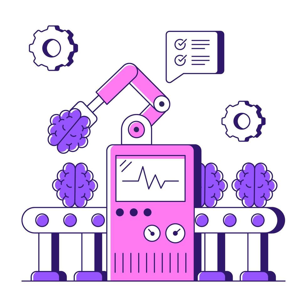A trendy design of brain production line vector
