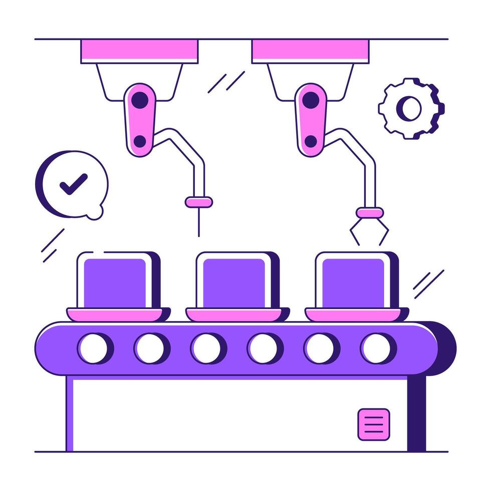 An icon design of laptop production line vector