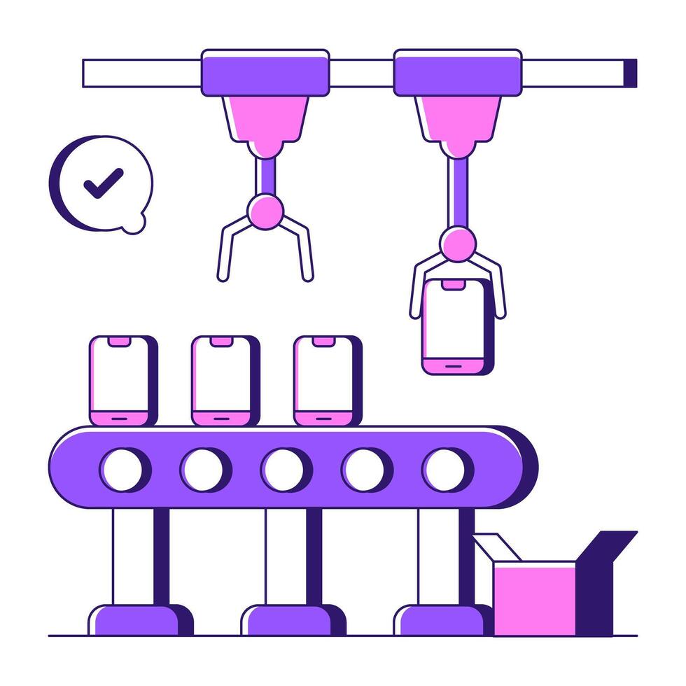 Conceptual flat design icon of robot mobile picking vector