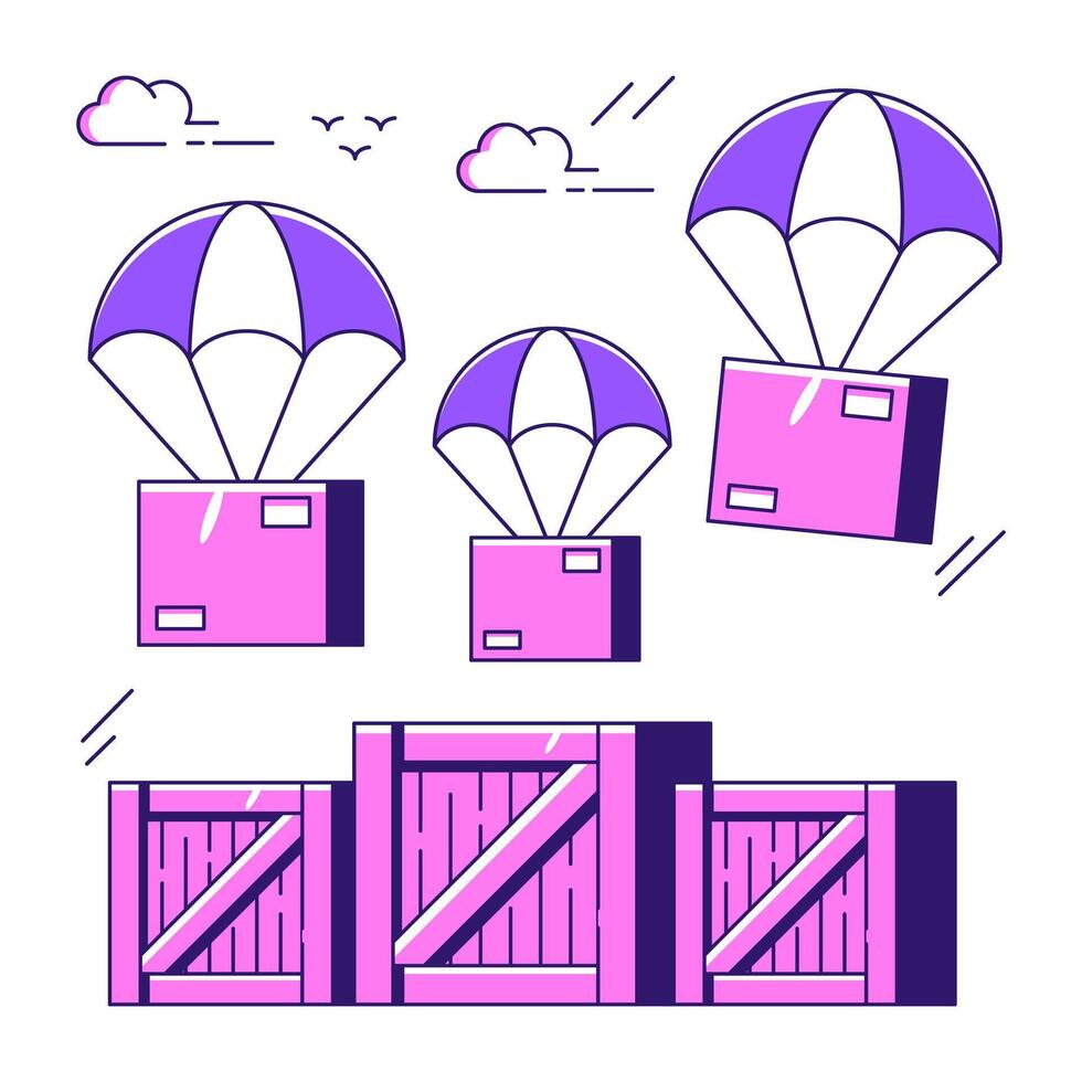 An illustration design of parachute delivery vector