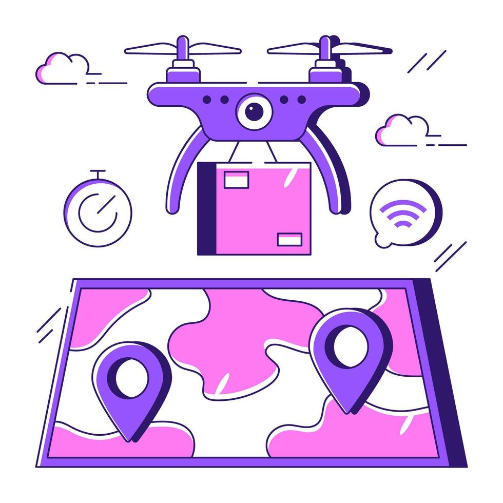 Modern design illustration of drone delivery vector