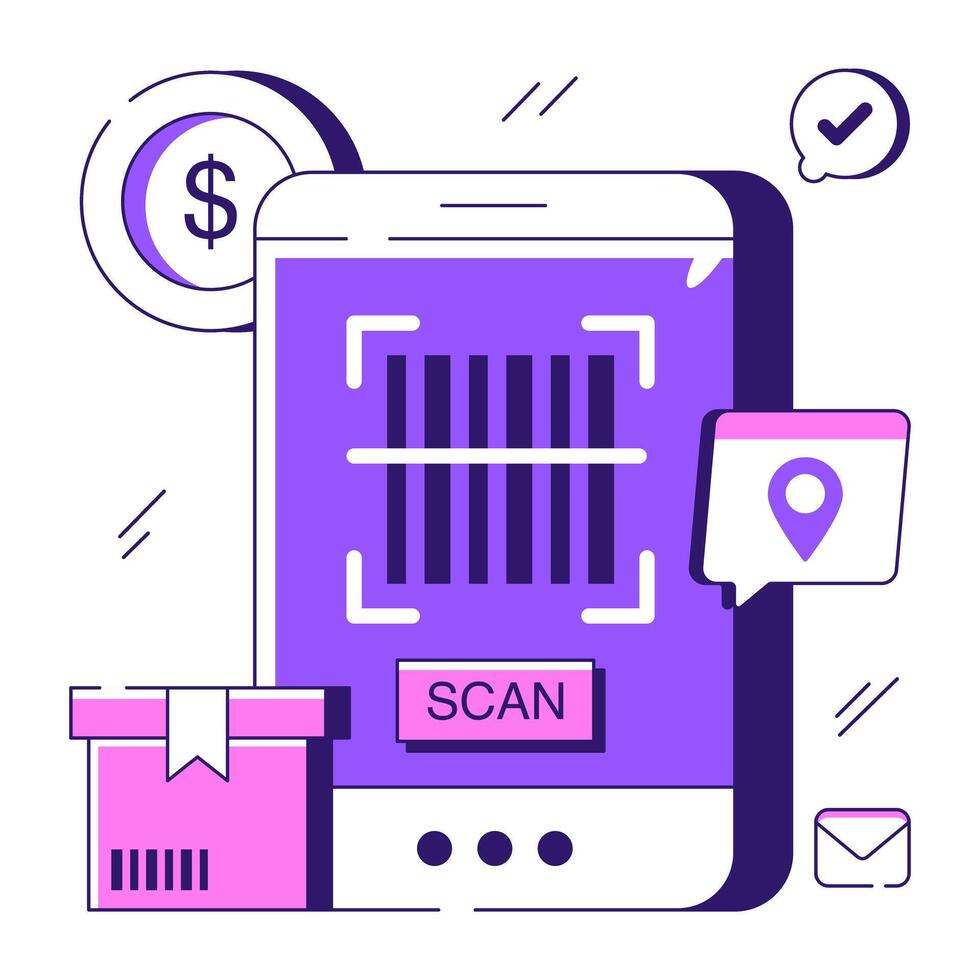 An illustration design of barcode tracking vector