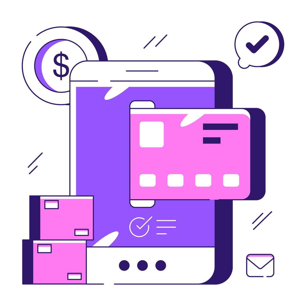 Trendy design of mobile card payment vector
