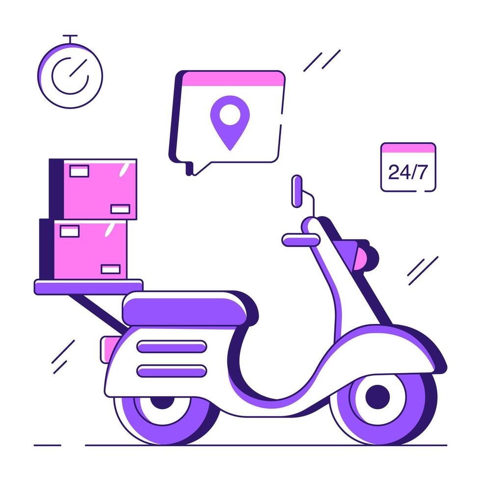 Scooter delivery illustration, editable vector
