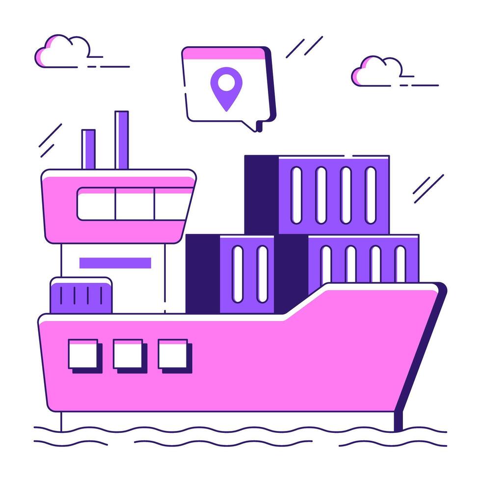 Premium download illustration of cargo boat vector