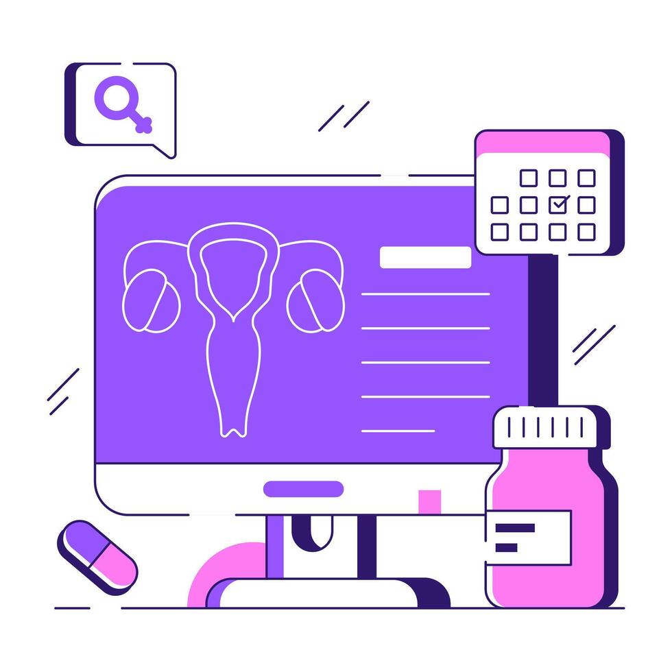 An illustration design of female reproductive organ vector