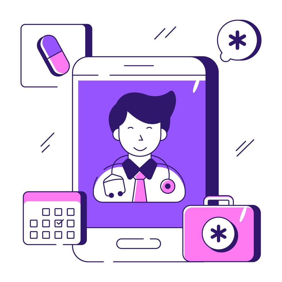 A unique design illustration of online doctor vector