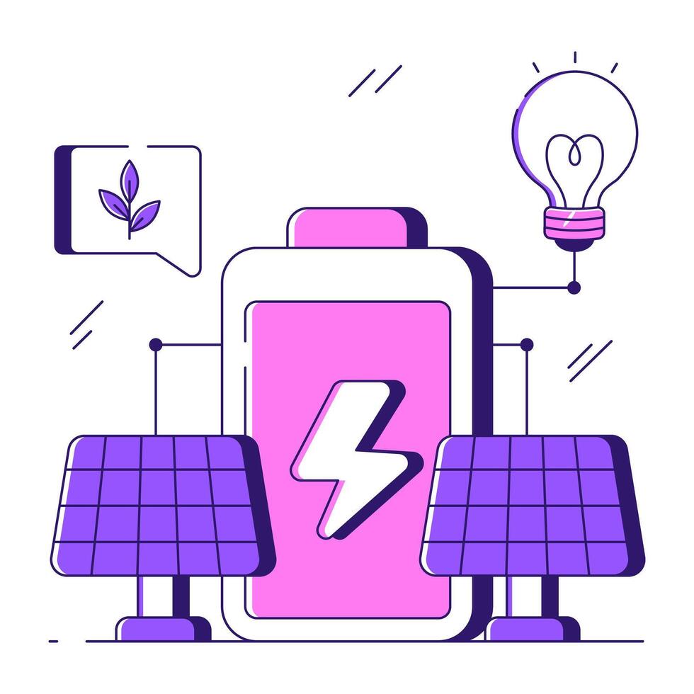 A flat design illustration of solar battery vector