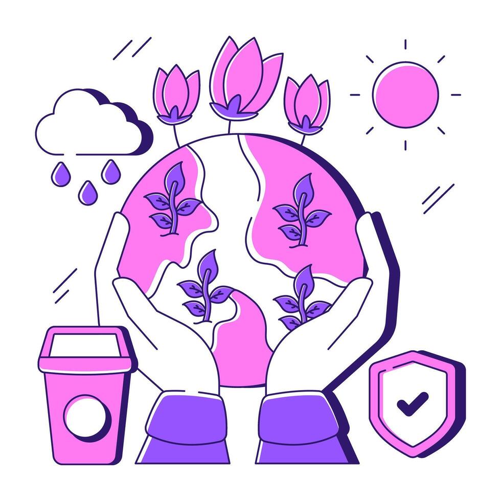 A colored design illustration of global care vector