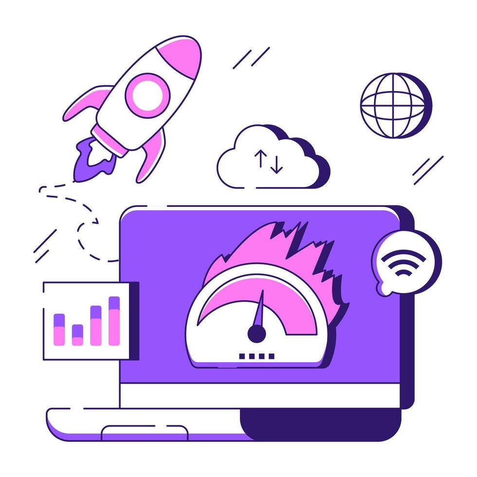 Modern design illustration of system speed optimization vector