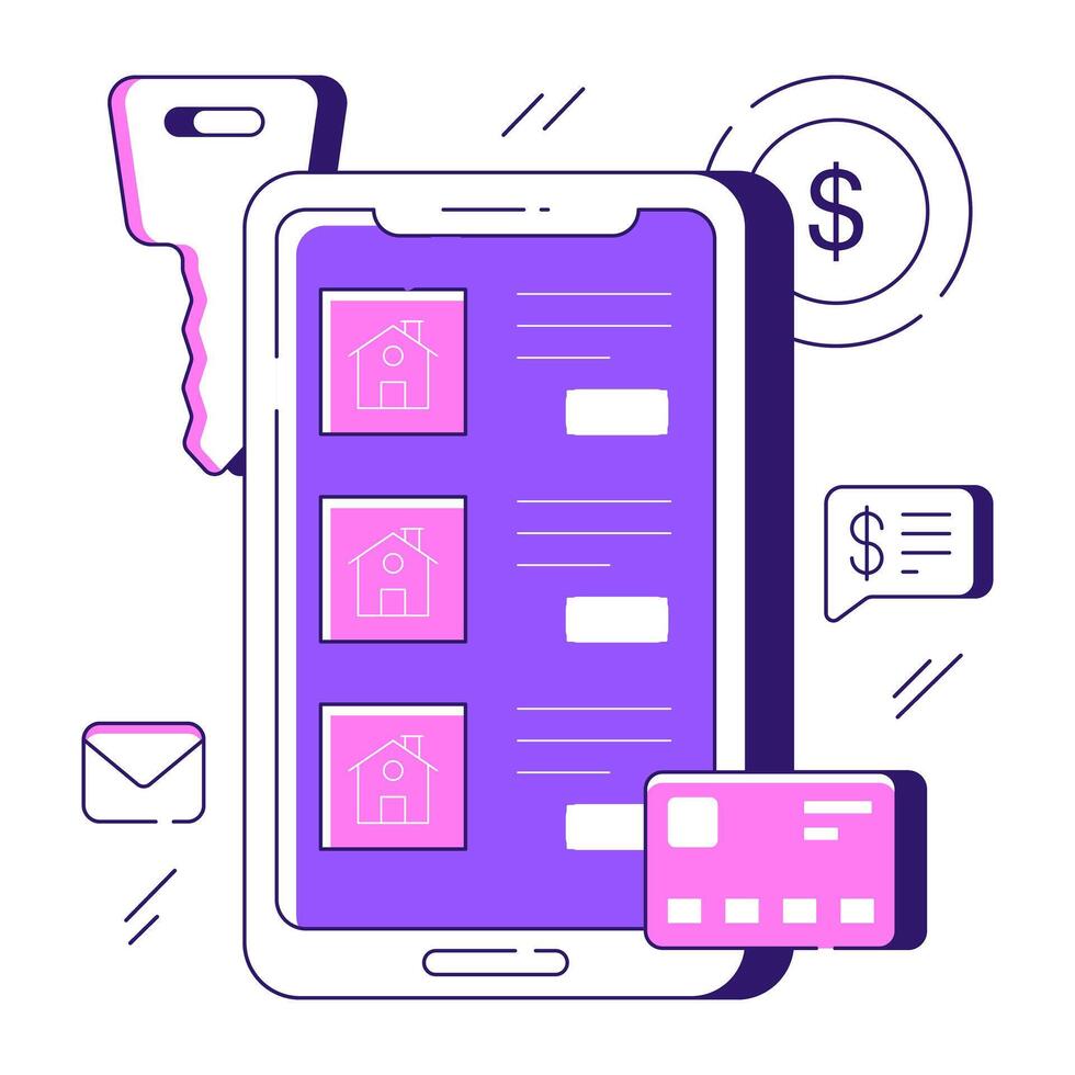 A flat design illustration of real estate app vector