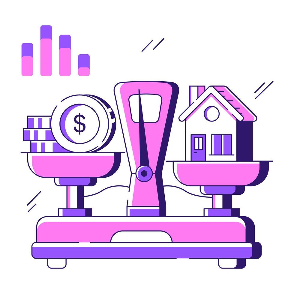 A flat design illustration of balance scale vector