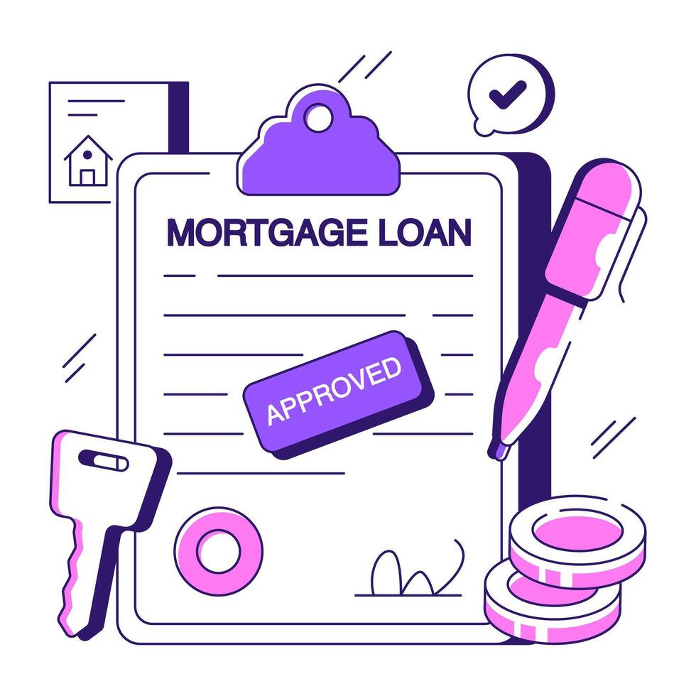 A trendy design illustration of mortgage loan agreement vector
