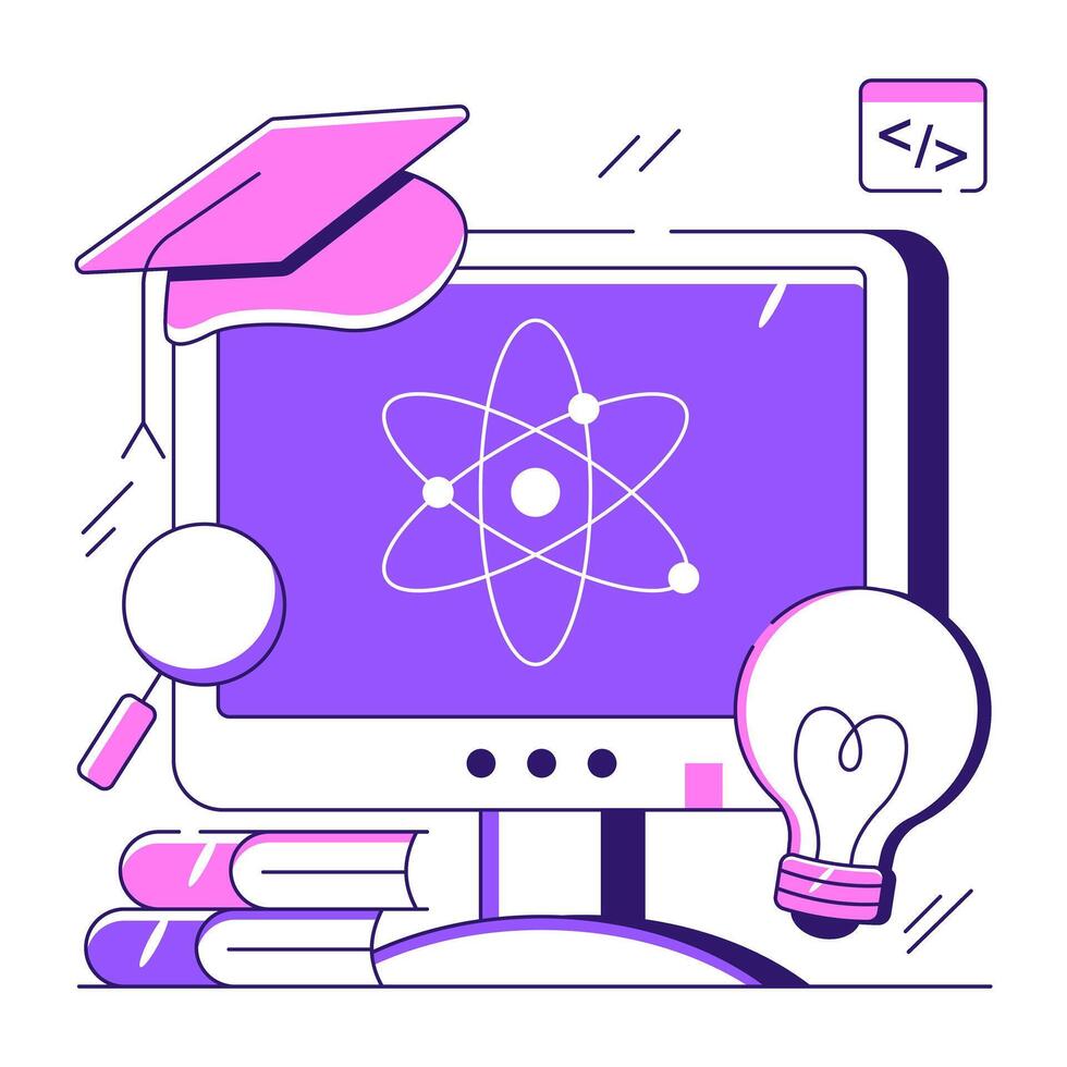 An illustration design of online science vector