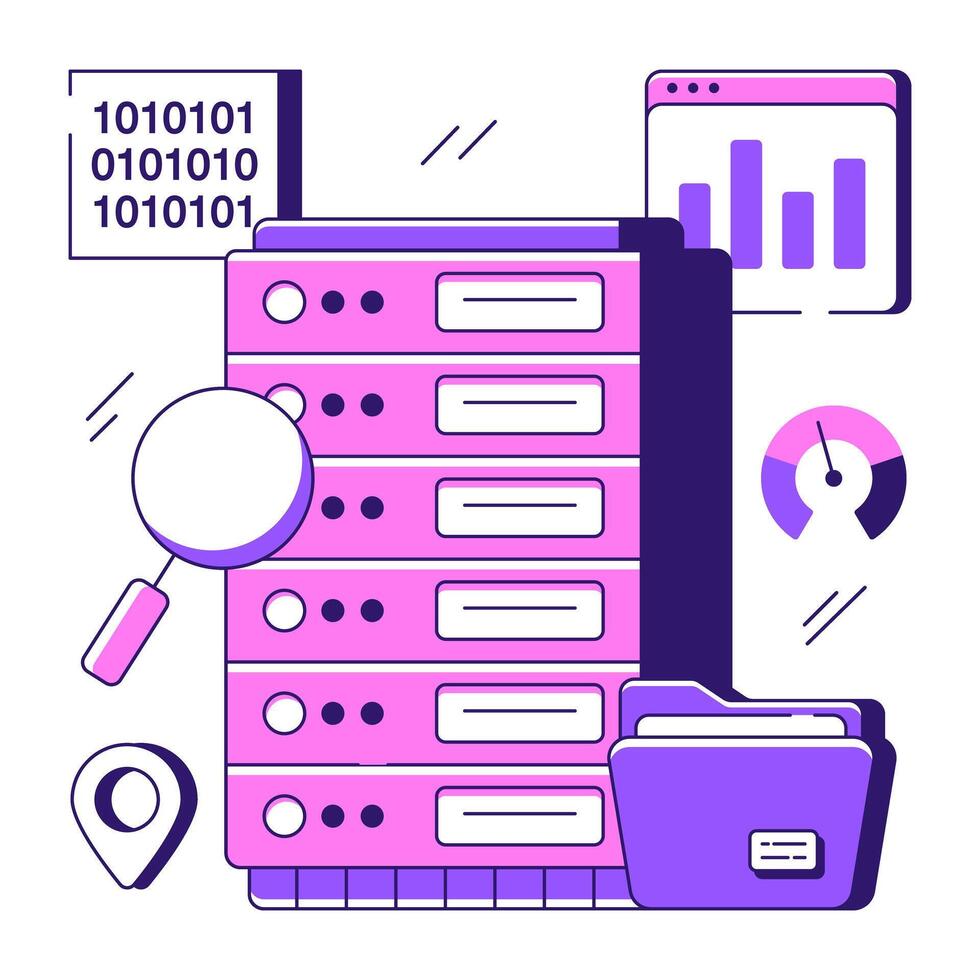 An illustration design of server analysis vector