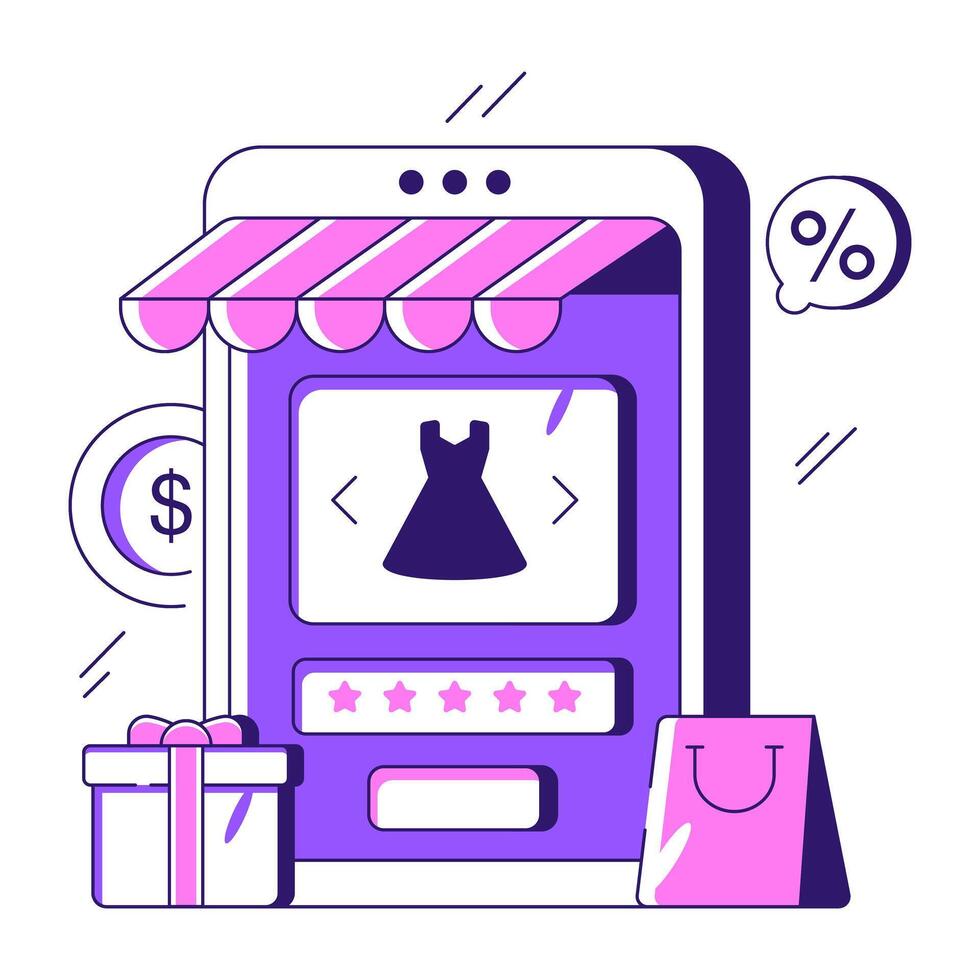 Creative design illustration of mobile shop vector