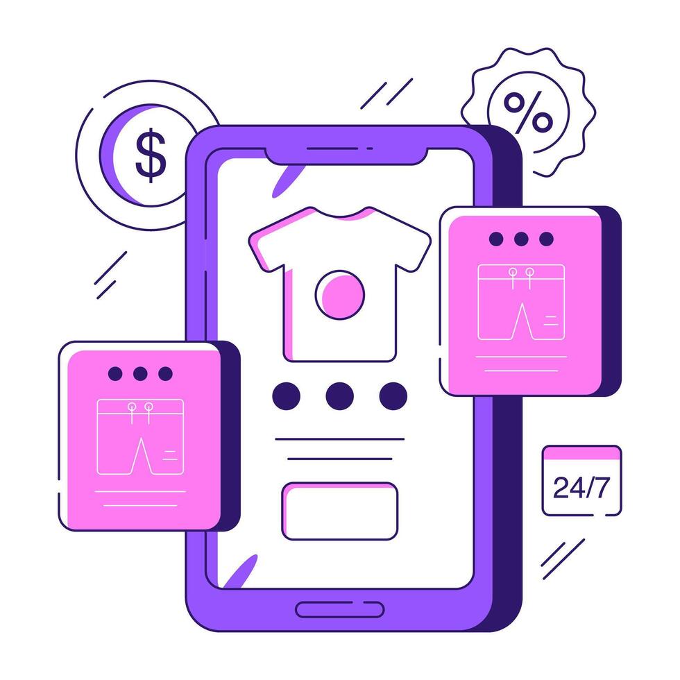 A beautiful design illustration of mobile shopping vector
