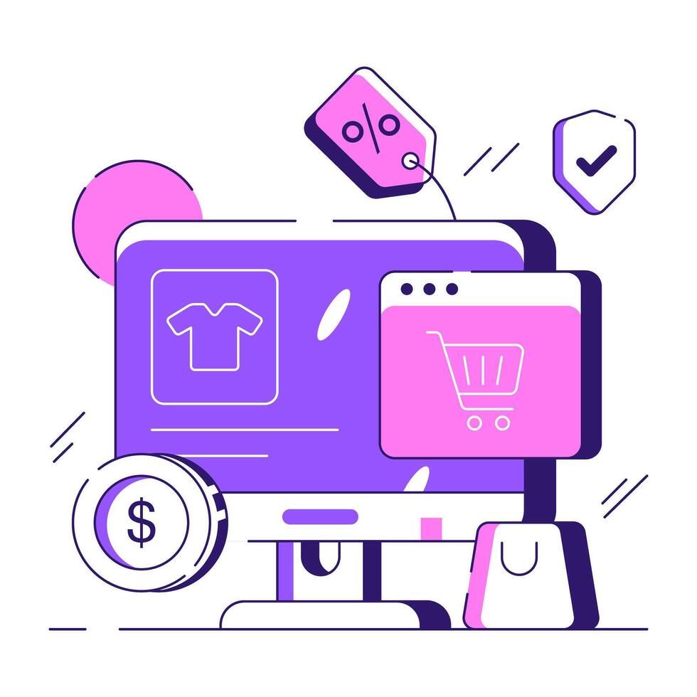 A beautiful design illustration of online shopping vector